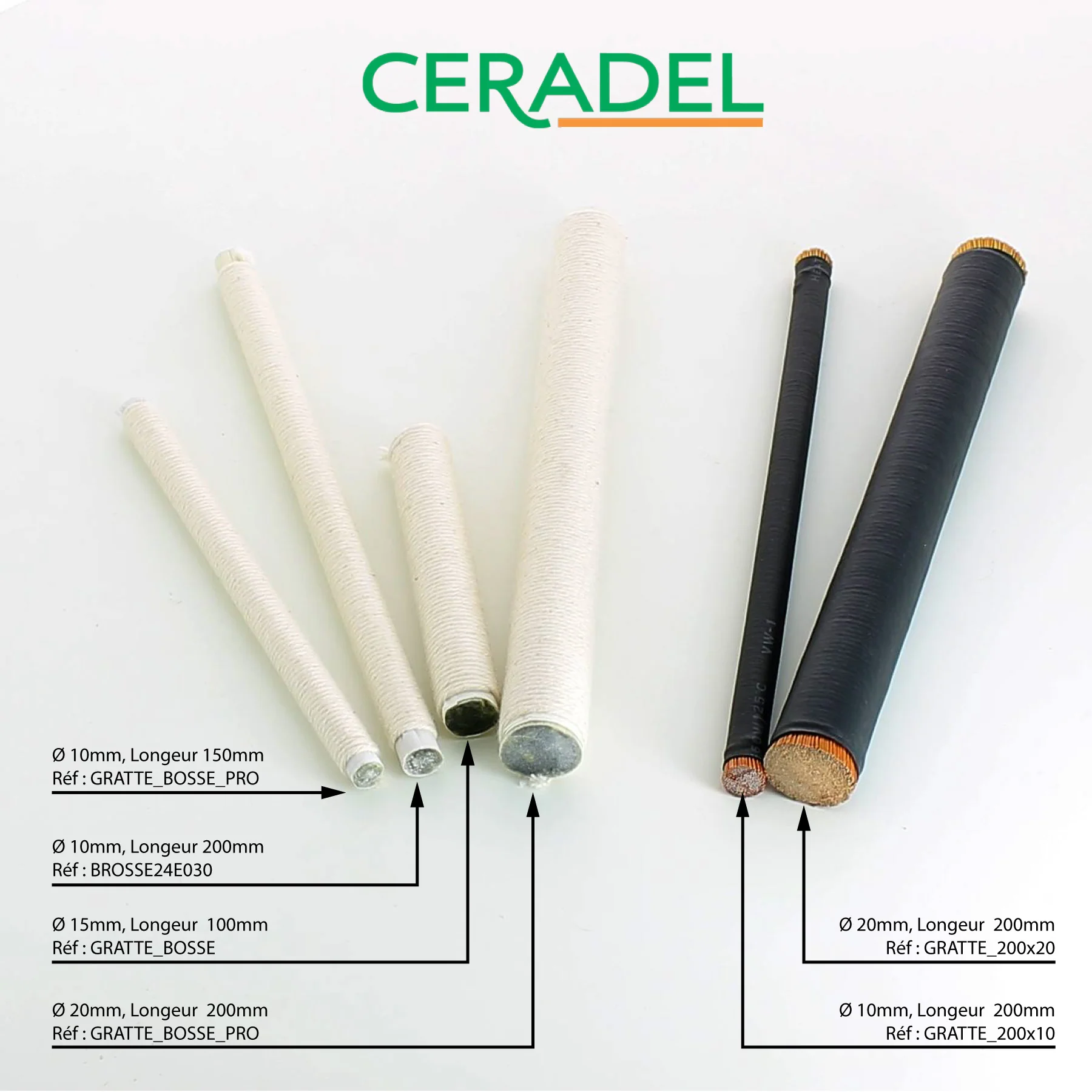 GRATTE BOSSE DIAM. 10X200mm BLANC - Image 2