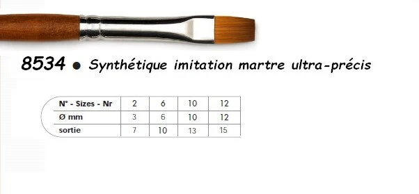 PINCEAU 8534 Precision Plat Synthé-Imitation martre - Image 3