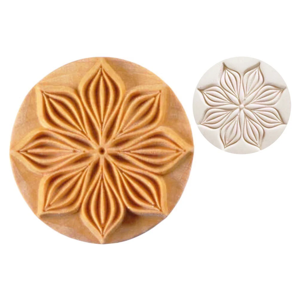 Tampon décoratif bois rond 6 cm - ROSE DES VENTS - N°26 - MKM POTTERY TOOLS