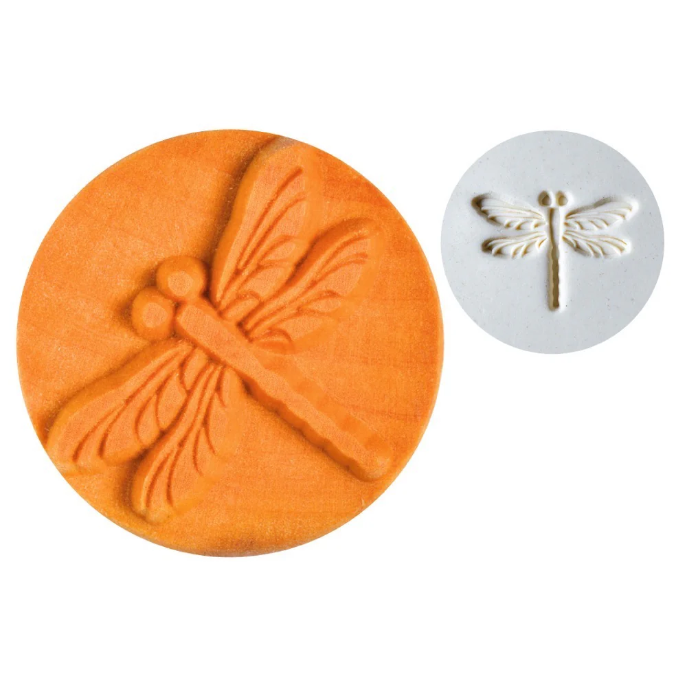 Tampon décoratif LIBELLULE bois rond ø 4 cm - MKM POTTERY TOOLS